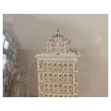 8 1/2" Miniature Doll House Tile Stove 1:12 Scale Replica under Glass Dome