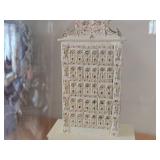 8 1/2" Miniature Doll House Tile Stove 1:12 Scale Replica under Glass Dome
