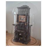 8 1/2" Miniature Doll House Tile Stove 1:12 Scale Replica under Glass Dome