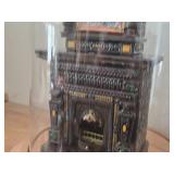 8 1/2" Miniature Doll House Tile Stove 1:12 Scale Replica under Glass Dome