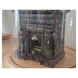 8 1/2" Miniature Doll House Tile Stove 1:12 Scale Replica under Glass Dome