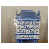 8 1/2" Miniature Doll House Tile Stove 1:12 Scale Replica under Glass Dome