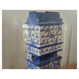 8 1/2" Miniature Doll House Tile Stove 1:12 Scale Replica under Glass Dome