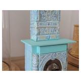 9 1/2" Miniature Doll House Vintage Tiled Chimney Stove (Kakelugn) 1:12 Scale Replica