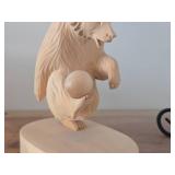 7-1/2" Polar Bear theme Hand Carved Russian Folk Art Table Statue