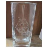 9" Nautical theme Mid Century Modern Swedish Art Glass Vase
