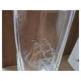 9" Nautical theme Mid Century Modern Swedish Art Glass Vase