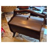 Vintage 10" Wooden Sewing Box with Double Lids
