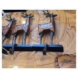 Lot of (4) 8" Reindeer theme Rustic Wooden and Metal Christmas Stocking Holder Mantle Décor
