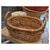Lot of (3) Wicker Baskets - Large Bowl, Small Bowl and Two Handled Basket
