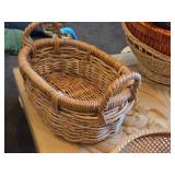 Lot of (3) Wicker Baskets - Large Bowl, Small Bowl and Two Handled Basket