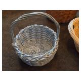 Lot of (2) Wicker Baskets - One 24" long Two Handle Basket and One 18" diameter Easter style One Handle Basket
