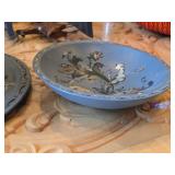 Vintage Norwegian Rosemaling Wooden Plate and Bowl Set of 4 - 12" Plate, 9" Bowl (x2), 8"Dx7" Bowl with Lid