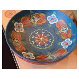 Lot of (3) Vintage Norwegian Rosemaling Wooden Bowls 12", 10" and 7"