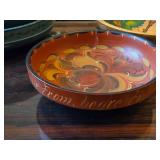 Lot of (4) Vintage Norwegian Rosemaling Wooden Bowls 11", 9", 8" and 3"