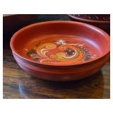 Lot of (3) Vintage Norwegian Rosemaling Wooden Bowls 12", 8" and 7" (red)