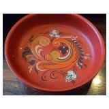 Lot of (3) Vintage Norwegian Rosemaling Wooden Bowls 12", 8" and 7" (red)