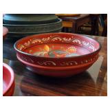 Lot of (3) Vintage Norwegian Rosemaling Wooden Bowls 12", 8" and 7" (red)