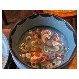 Lot of (3) Vintage Norwegian Rosemaling Wooden Bowls 9"Dx6", 9"Dx2" and 12"Dx2" (blue)