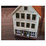 Lot of (4) Hand Made Ceramic Miniature Houses of Historic Bryggen Houses of Bergen Norway by Nordic Dreams