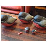 Lot of (7) Vintage Bull Finch Bird theme Table Figurines by Candy Design (Norway)