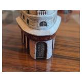 Lot of (2) Gault 7" Hand Made Ceramic Miniature Scale Replica Buildings - Hotel de Paris, Parisian Residential Building with Louis Viutton Store