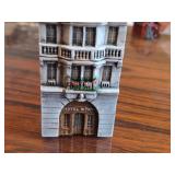 Lot of (2) Gault 7" Hand Made Ceramic Miniature Scale Replica Buildings - Hotel de Paris, Parisian Residential Building with Louis Viutton Store