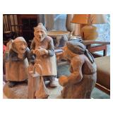 Elderly Man and Women theme Hand Carved Wooden Figurines by Jerzy Ćwierzyk (Poland)
