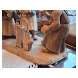 Elderly Man and Women theme Hand Carved Wooden Figurines by Jerzy Ćwierzyk (Poland)