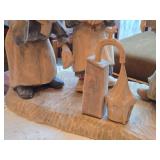 Elderly Man and Women theme Hand Carved Wooden Figurines by Jerzy Ćwierzyk (Poland)