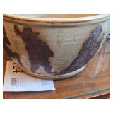 Hand Made Studio Pottery Bowl - European Carved Figurines by Hamilton Signed circa 1980