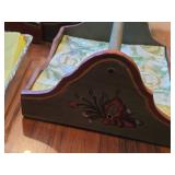 (3) Handmade Wooden Napkin Holder Tray with Handle (Norway) and (1) Mariposa Metal ; Silver Finish Napkin Holder Tray