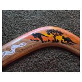 Australian Hand Carved Wood Boomerang with Painted Décor 17"
