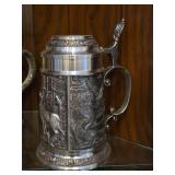 Vintage 8" Hunting theme Pewter German Beer Stein