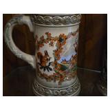 Vintage 9" Hand Painted Ceramic German Beer Stein with Pewter Lid by Gerz (Germany)