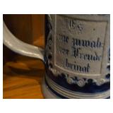 Vintage 8" Stoneware German Beer Stein with Pewter Lid (likely late 19th to early 20th century)
