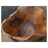 Bowl - Hand Carved Real Wood Stump Featuring Dramatic Live Edge Rim and Natural Grain Pattern