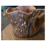 Bowl - Hand Carved Real Wood Stump Featuring Dramatic Live Edge Rim and Natural Grain Pattern