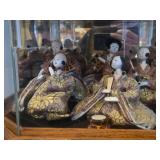 Set of 5 Japanese Hina Dolls - Imperial Couple and their Court Attendants from the Heian Period