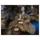 Set of 5 Japanese Hina Dolls - Imperial Couple and their Court Attendants from the Heian Period