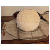 12" Decorative Snowball Candle on 20" Glass Display Plate by Colonial Candle of Cape Cod