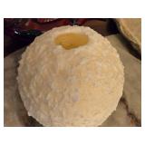 12" Decorative Snowball Candle on 20" Glass Display Plate by Colonial Candle of Cape Cod