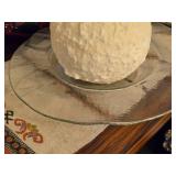 12" Decorative Snowball Candle on 20" Glass Display Plate by Colonial Candle of Cape Cod