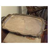 Vintage Silverplated Footed Base Serving Tray with Ornate Design - Old English by Poole
