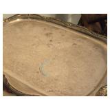 Vintage Silverplated Footed Base Serving Tray with Ornate Design - Old English by Poole