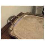 Vintage Silverplated Footed Base Serving Tray with Ornate Design - Old English by Poole