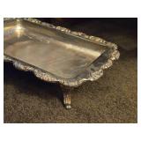 Vintage Silverplated Rectangle Footed Serving Tray 27" x 17"