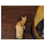 (5) Handmade Cat Matryoshka Russian Nesting Dolls and (1) Cat Wine Topper