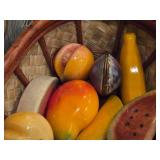 Set of 12 Alabaster Onyx Marble Stone Hand Carved Fruit in a Basket - Lime, Lemon, Mango, Apple, Watermelon, Banana, Canteloupe