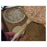 Lot of (2) Vintage Japanese Kamakura-bori Handheld Mirrors - 5" Reddish Wood Frame, 7" Gold toned Double Sided